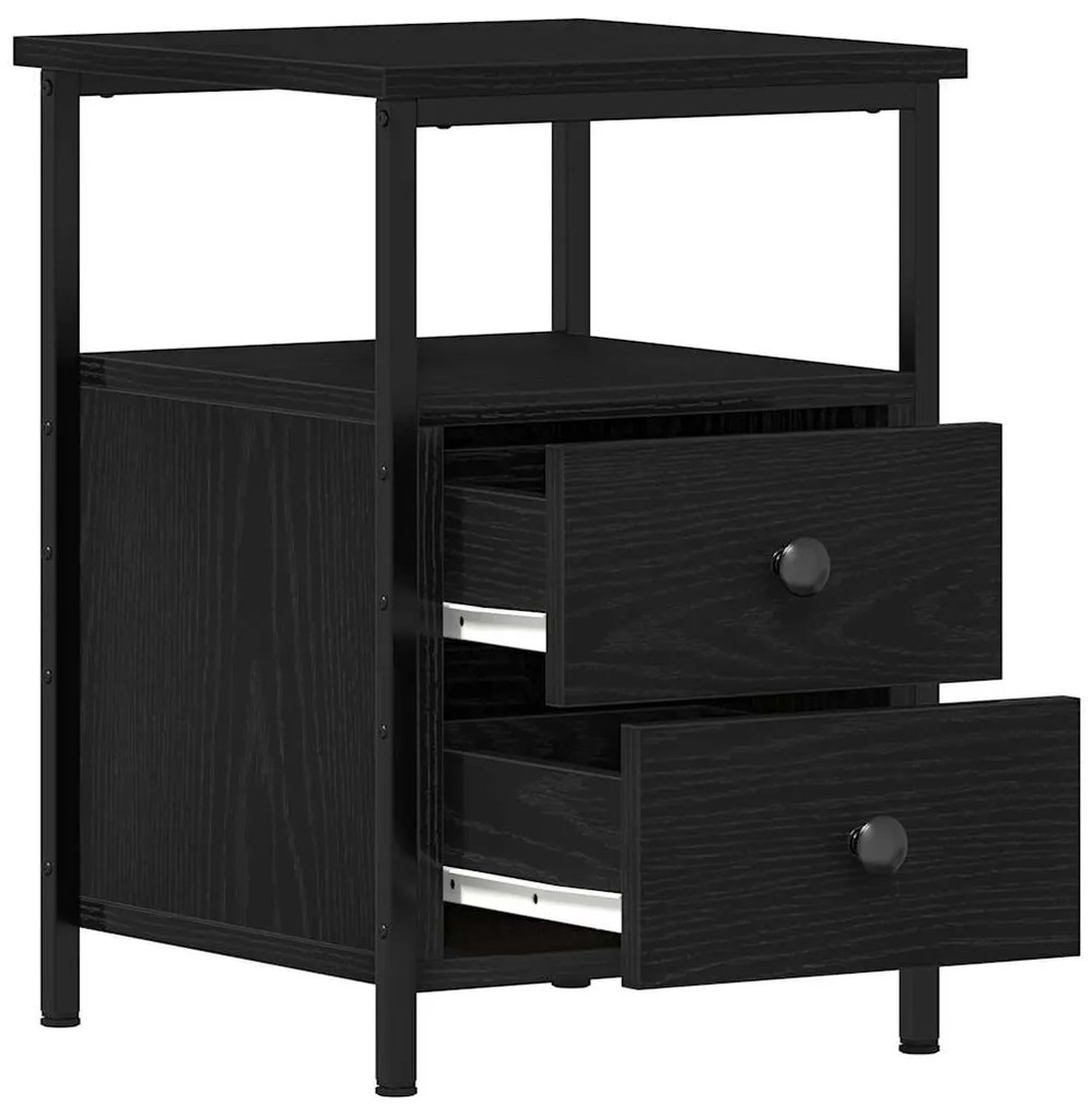 vidaXL Κομοδίνα 2 τεμ. Μαύρη Δρυς 34x35,5x50 εκ. από Τεχνητό Ξύλο