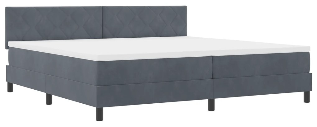 vidaXL Κρεβάτι Box Spring  με Στρώμα Σκούρο Γκρι 200x200 εκ. Βελούδο