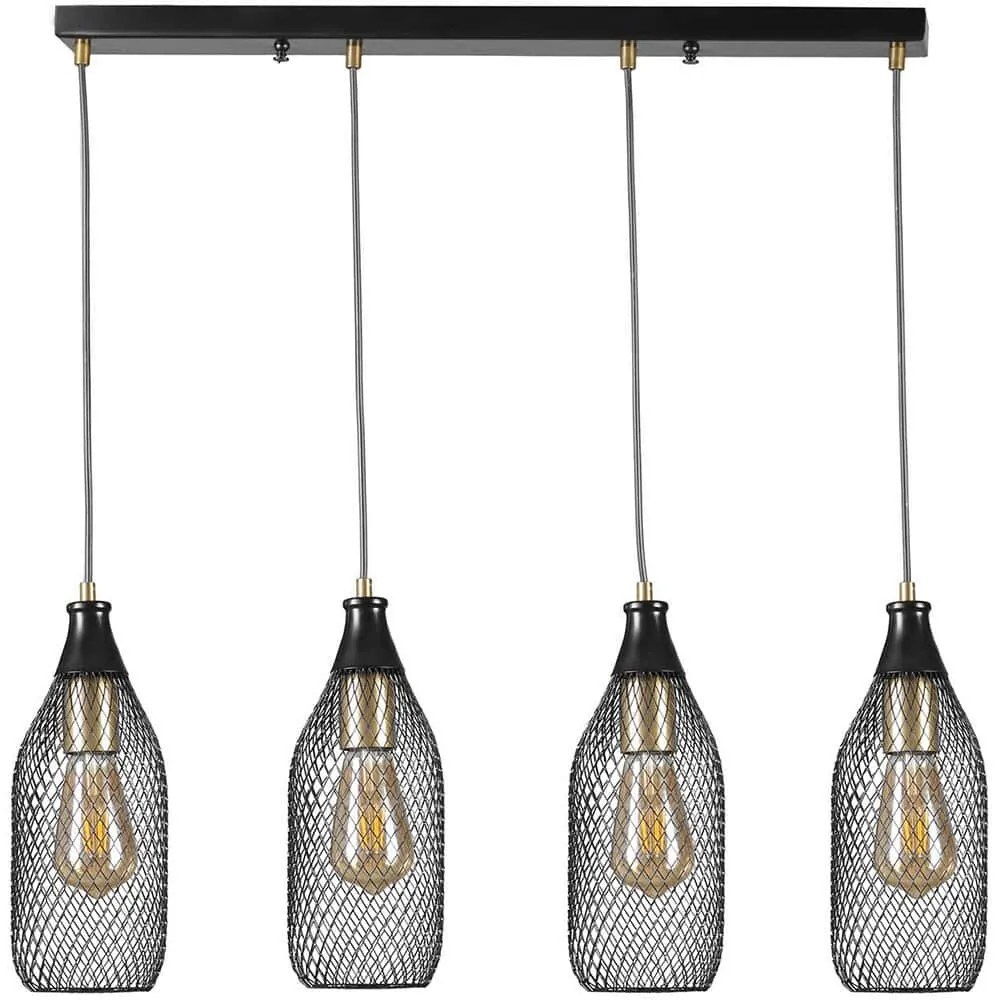 Φωτιστικό Οροφής - Ράγα Rio 941RTN1246 65x12x70cm 4xE27 40W Black Opviq