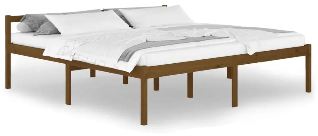 Κρεβάτι Ηλικιωμένων Μελί 200 x 200 εκ. από Μασίφ Ξύλο Πεύκου - Καφέ