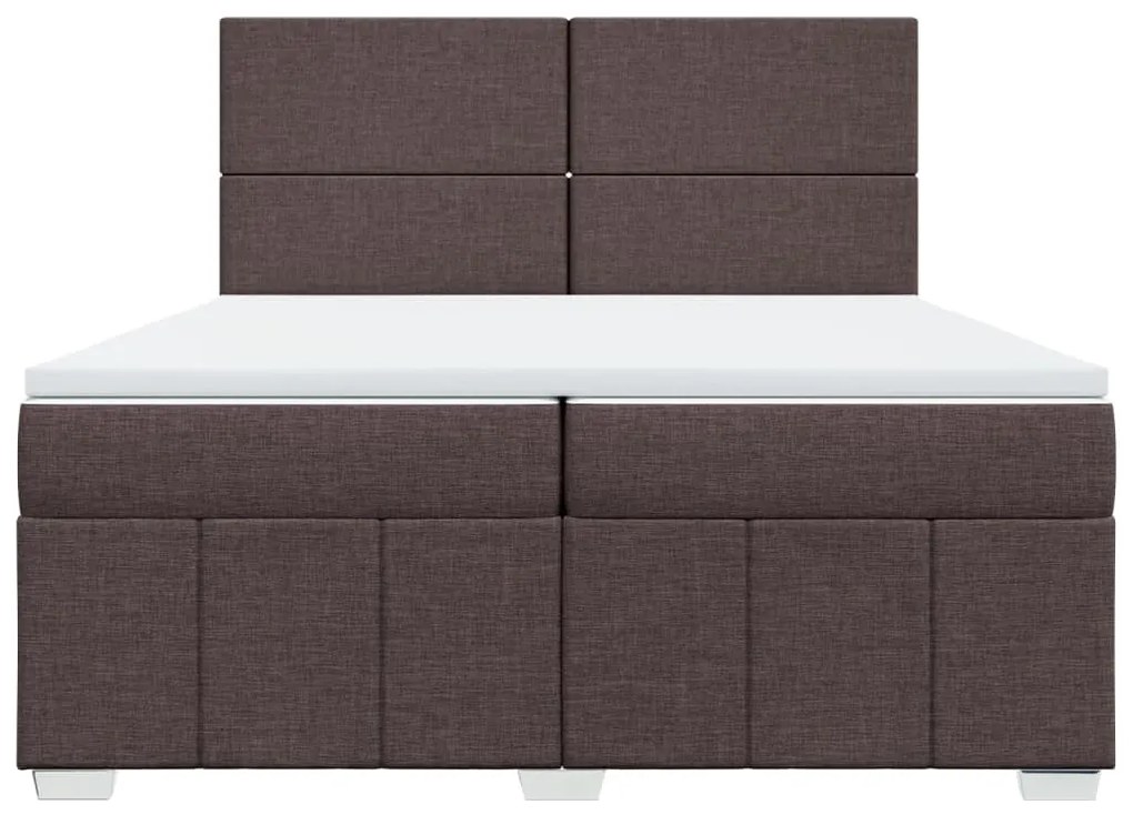 vidaXL Κρεβάτι Boxspring με Στρώμα Σκούρο Καφέ 200x200 εκ. Υφασμάτινο