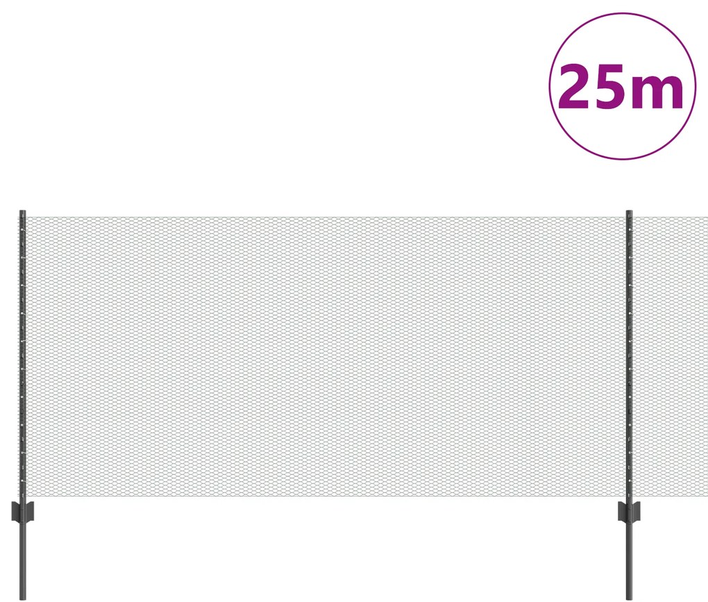 vidaXL Σετ Φράκτη Σετ των 2 Γκρι Μέταλλο 25 x 1 μ. Ανθεκτικό