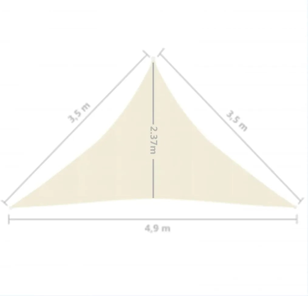 Πανί Σκίασης Κρεμ 3,5 x 3,5 x 4,9 μ. από HDPE 160 γρ./μ² - Κρεμ