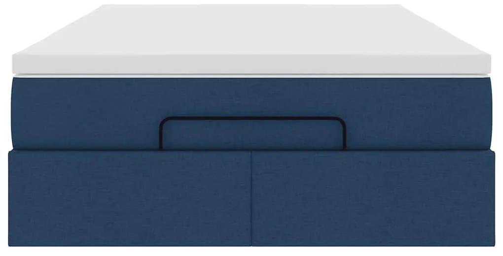 vidaXL Οθωμανικό κρεβάτι με στρώμα μπλε 120x200cm ύφασμα