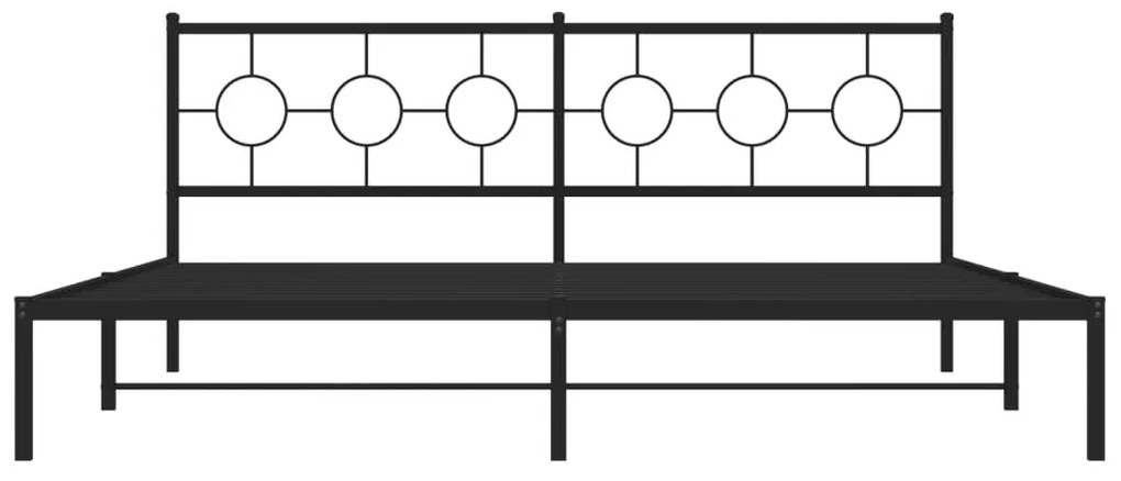 Πλαίσιο Κρεβατιού με Κεφαλάρι Μαύρο 193 x 203 εκ. Μεταλλικό - Μαύρο
