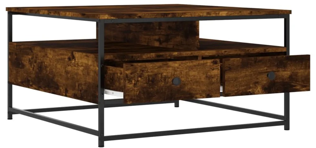 vidaXL Τραπεζάκι Σαλονιού Καπνιστή Δρυς 80 x 80 x 45 εκ. Επεξεργ. Ξύλο