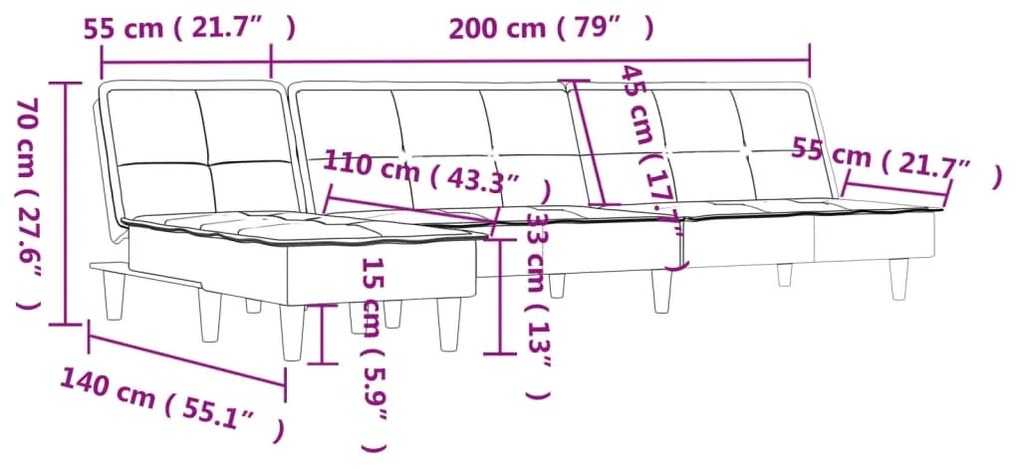 ΚΑΝΑΠΕΣ ΚΡΕΒΑΤΙ ΓΩΝΙΑΚΟΣ ΣΚΟΥΡΟ ΓΚΡΙ 255X140X70 ΕΚ. ΥΦΑΣΜΑΤΙΝΟΣ 3157257