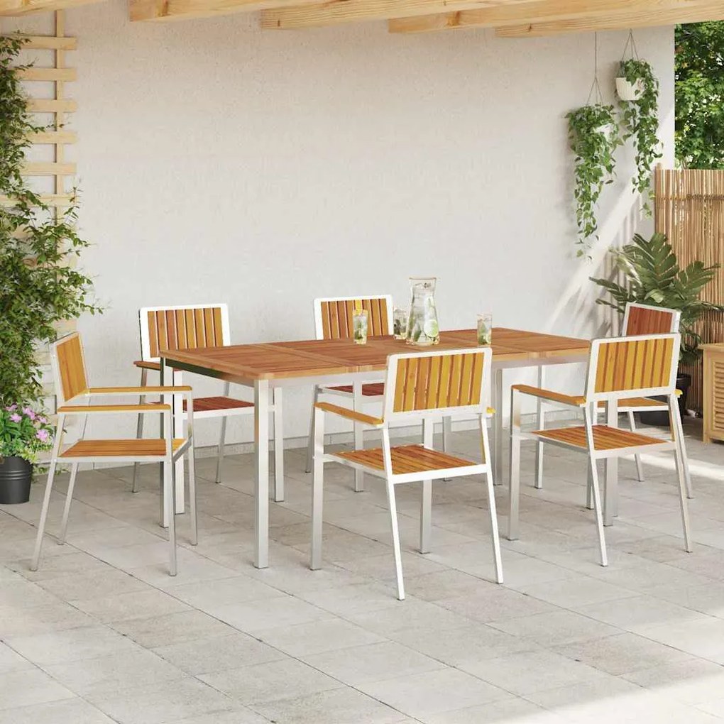 vidaXL Καρέκλα Κήπου 6 pcs Καφέ 56 x 54.5 x 87 εκ. Μασίφ ξύλο ακακίας
