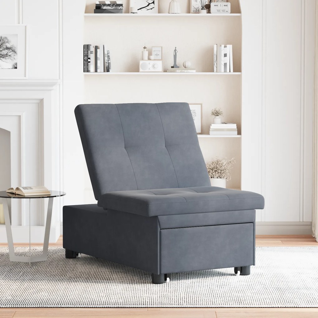 vidaXL Καναπές-Κρεβάτι Σκούρο γκρι 67 x 194 x 38 εκ Βελούδο