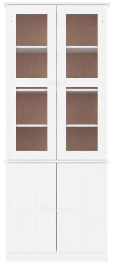 Βιτρίνα Γυάλινη ALTA Λευκό 77x35x186,5εκ. από Μασίφ Ξύλο Πεύκου - Λευκό