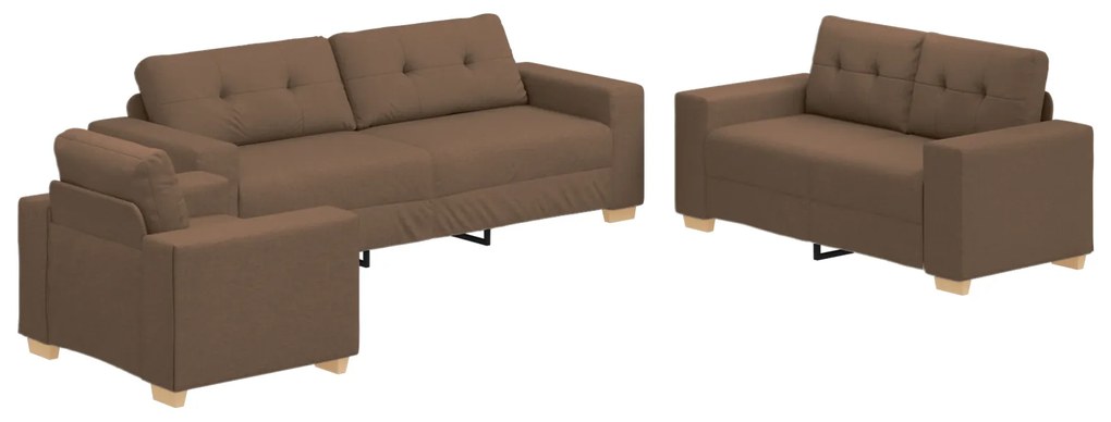 vidaXL Σετ Καναπέ με μαξιλάρι με μαξιλάρι 3 pcs Καφέ ύφασμα