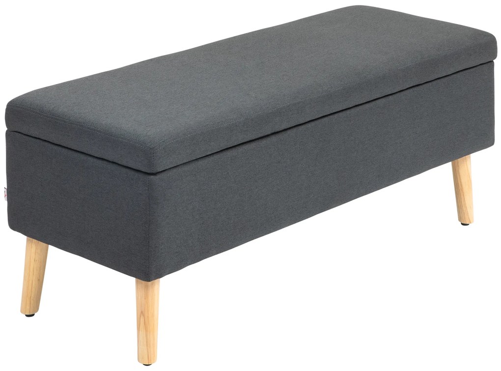 HOMCOM Πολυθρόνα με αποθηκευτικό χώρο, Κρεβάτι σε όψη λινάτσας, Ξύλο καουτσούκ, 110 x 39 x 45 cm, Σκούρο γκρι