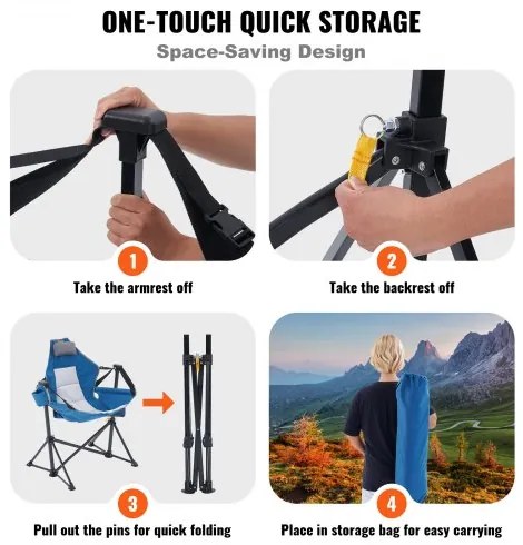 VEVOR Camping Chair Hammock Chair 300 lbs Load Capacity Hammock Folding Chair