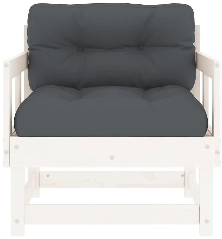 vidaXL Καρέκλες Κήπου με Μαξιλάρια 2 τεμ. Λευκές από Μασίφ Ξύλο Πεύκου