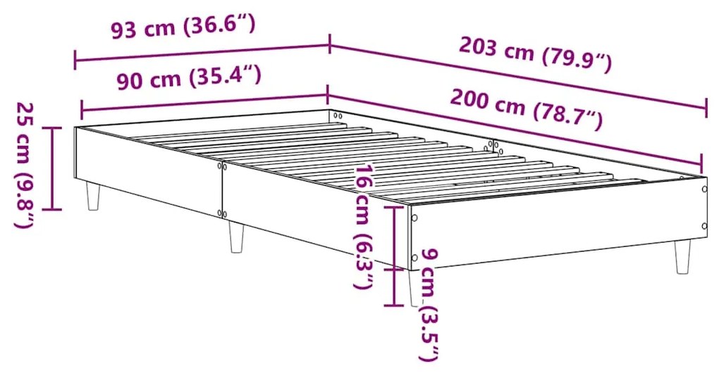 ΠΛΑΙΣΙΟ ΚΡΕΒΑΤΙΟΥ ΧΩΡΙΣ ΣΤΡΩΜΑ ARTISAN OAK 90X200 CM 861056