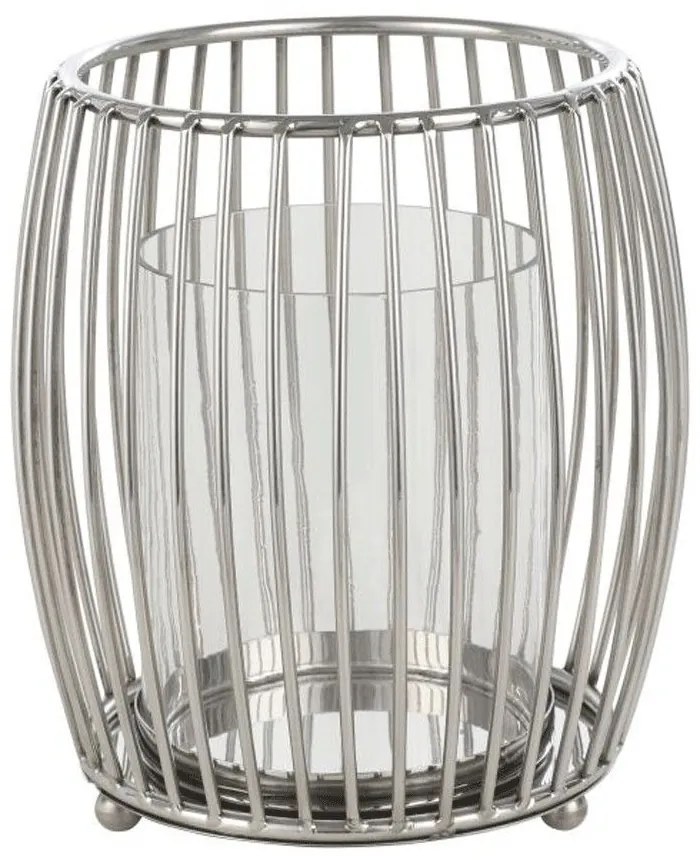 Κηροπήγιο Rumoi 422007 20,5x22,5cm Silver Eglo Metal, Glass