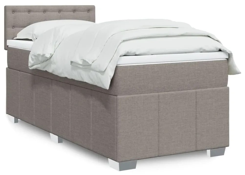 Κρεβάτι Boxspring με Στρώμα Taupe 90x200 εκ. Υφασμάτινο - Μπεζ-Γκρι