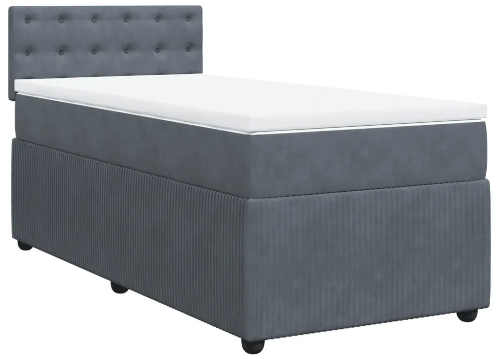 vidaXL Κρεβάτι Boxspring με Στρώμα Σκούρο Γκρι 80x200 εκ. Βελούδινο