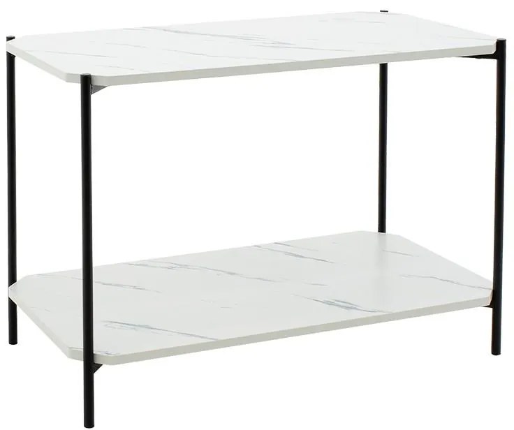 Βοηθητικό τραπέζι Mara MDF λευκό μαρμάρου-μαύρο 80x40x55cm 80x40x55 εκ.