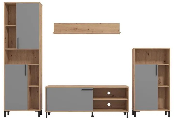 Κέντρο Ψυχαγωγίας - Σύνθεση Cantal Artisan Oak - Γκρί Γραφίτης 279x38x192,5 εκ.
