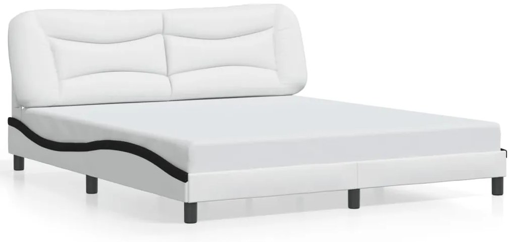 vidaXL Πλαίσιο κρεβατιού χωρίς Στρώμα Hvar Λευκό/Μαύρο 180x200εκ.Συνθ. Δέρμα