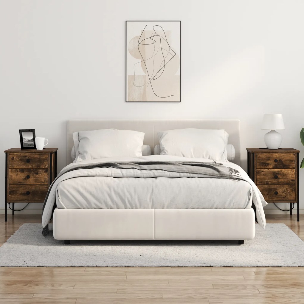 vidaXL Κουτιά Κρεβατοκάμαρας 2 pcs Καπνιστή δρυς 42 x 41 x 61 εκ