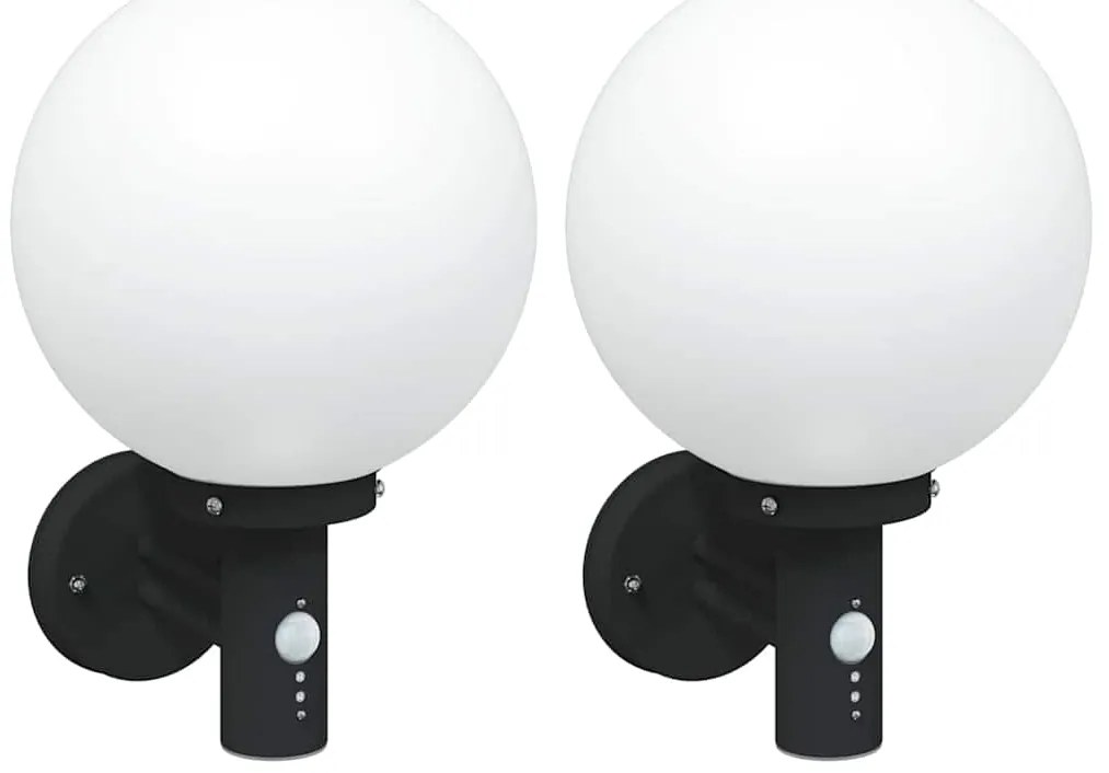 vidaXL Εξωτερικά Φωτιστικά Τοίχου 2 pcs Μαύρο 28 x 25 x 38 εκ