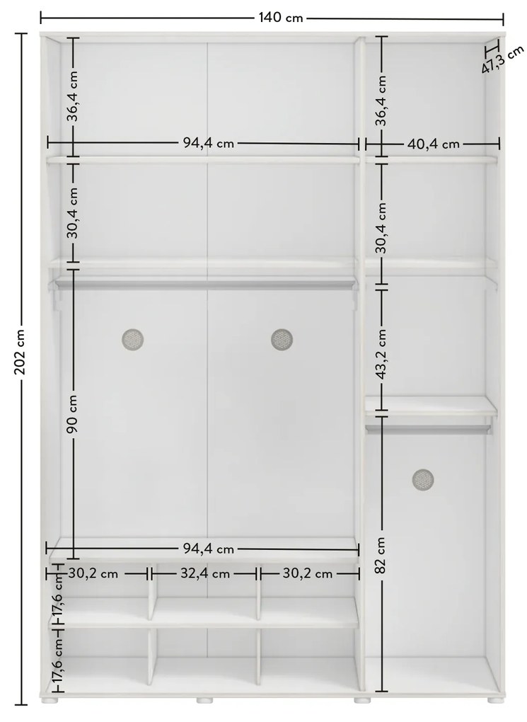 Παιδική Ντουλάπα 3φυλλη MONTES WHITE MW-1002 Cilek