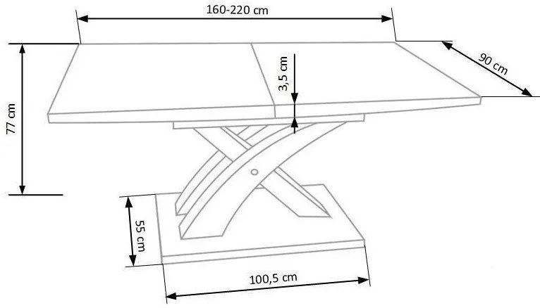 Τραπέζι Houston 222, Γυαλιστερό λευκό, 77x90x160cm, 86 kg, Επιμήκυνση, Ινοσανίδες μέσης πυκνότητας, Μέταλλο, Ινοσανίδες μέσης πυκνότητας | Epipla1.gr