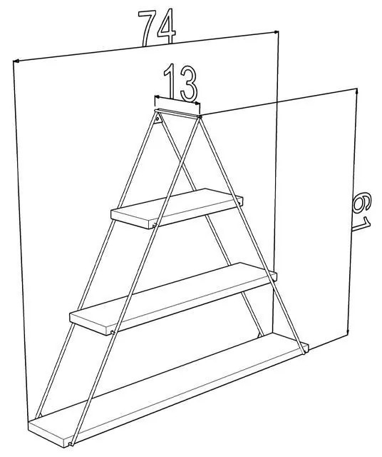 Ράφι τοίχου Elmira Triangle Fylliana Λευκό 74x13x61 εκ. 74x13x61 εκ.