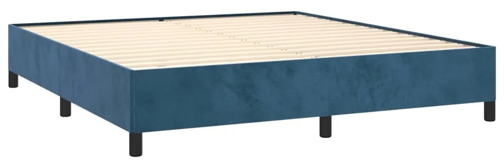 Κρεβάτι Boxspring με Στρώμα Σκούρο Μπλε 180x200 εκ. Βελούδινο - Μπλε