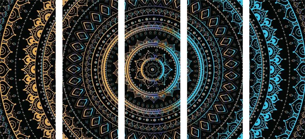Εικόνα 5 τμημάτων Mandala με μοτίβο ήλιου - 100x50
