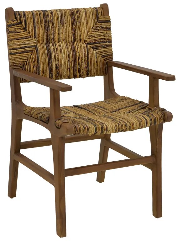 Πολυθρόνα Refane pakoworld φυσικό teak ξύλο-ψάθα 55x60x85εκ