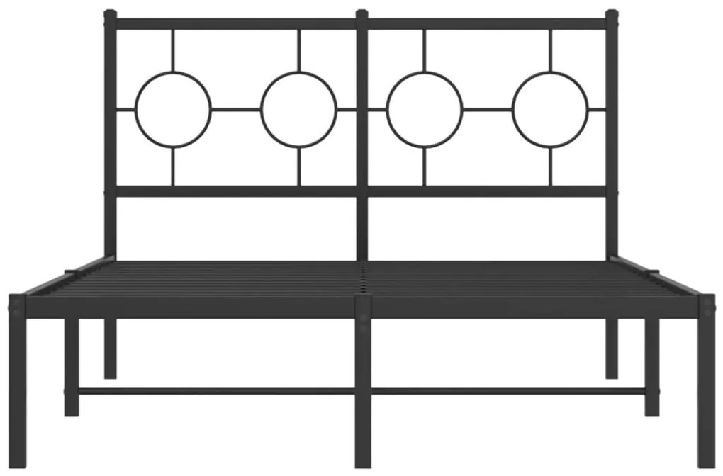 vidaXL Πλαίσιο Κρεβατιού με Κεφαλάρι Μαύρο 120 x 190 εκ. Μεταλλικό