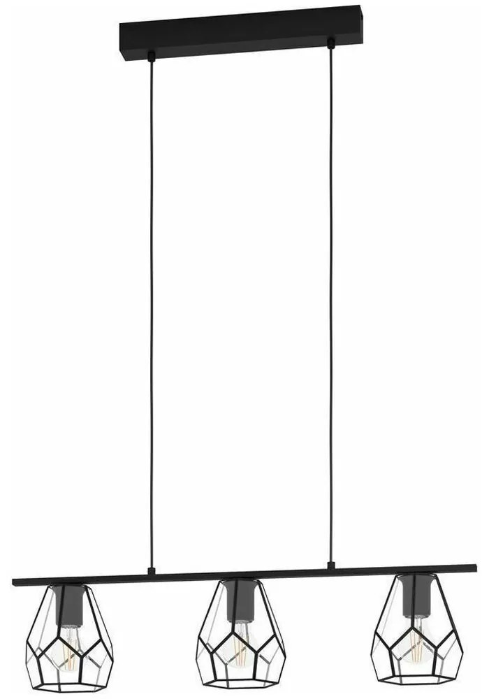 Φωτιστικό Οροφής - Ράγα 43644 Mardyke 3/E27 Black-Clear Eglo Metal, Glass