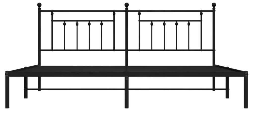 vidaXL Πλαίσιο Κρεβατιού με Κεφαλάρι Μαύρο 200 x 200 εκ. Μεταλλικό