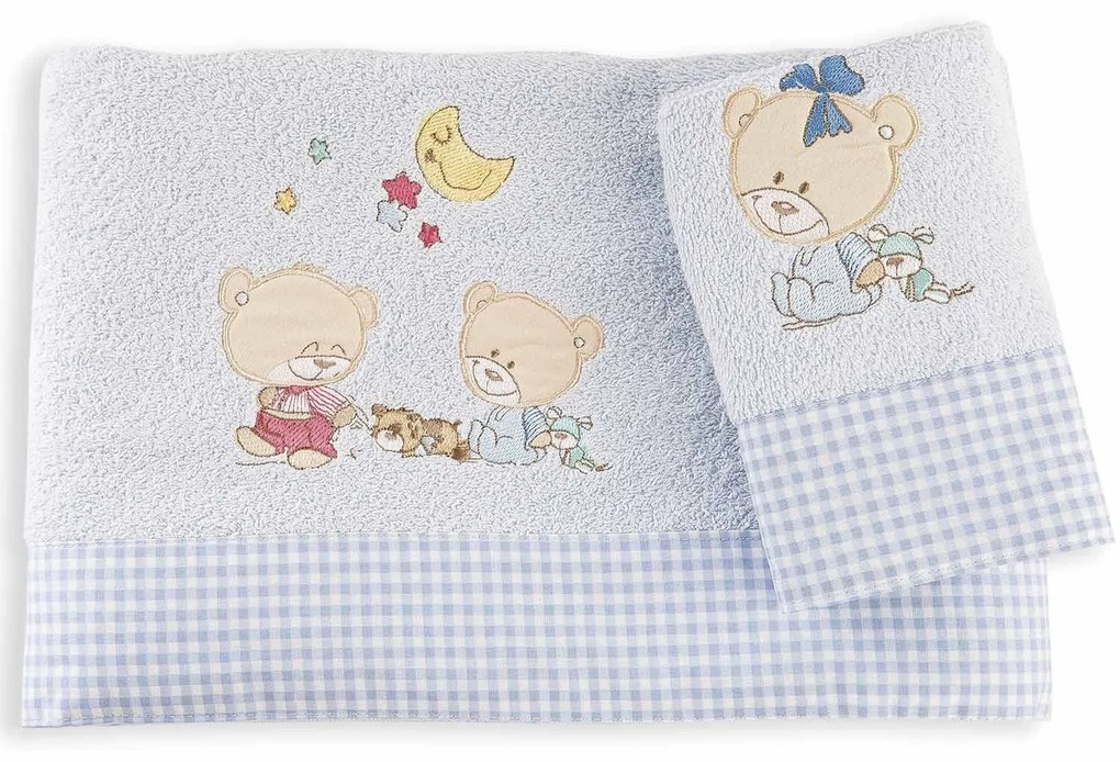 Βρεφικές Πετσέτες Σετ 2τμχ Happy Bears Ciel DimCol Towels Set 30x50cm 100% Βαμβάκι