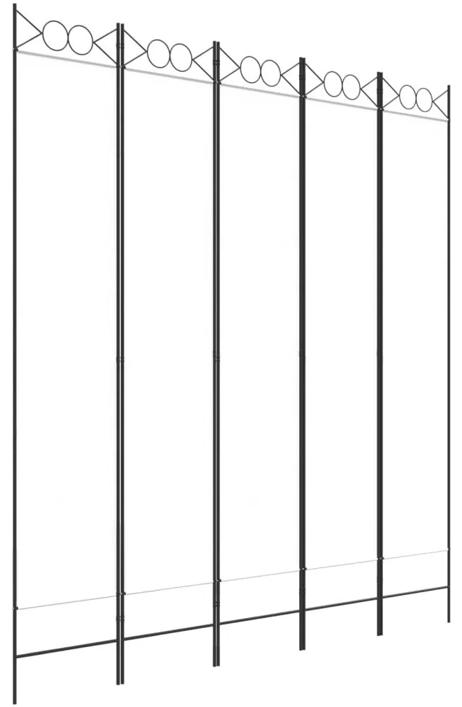 vidaXL Διαχωριστικό Δωματίου με 5 Πάνελ Λευκό 200x220 εκ. από Ύφασμα