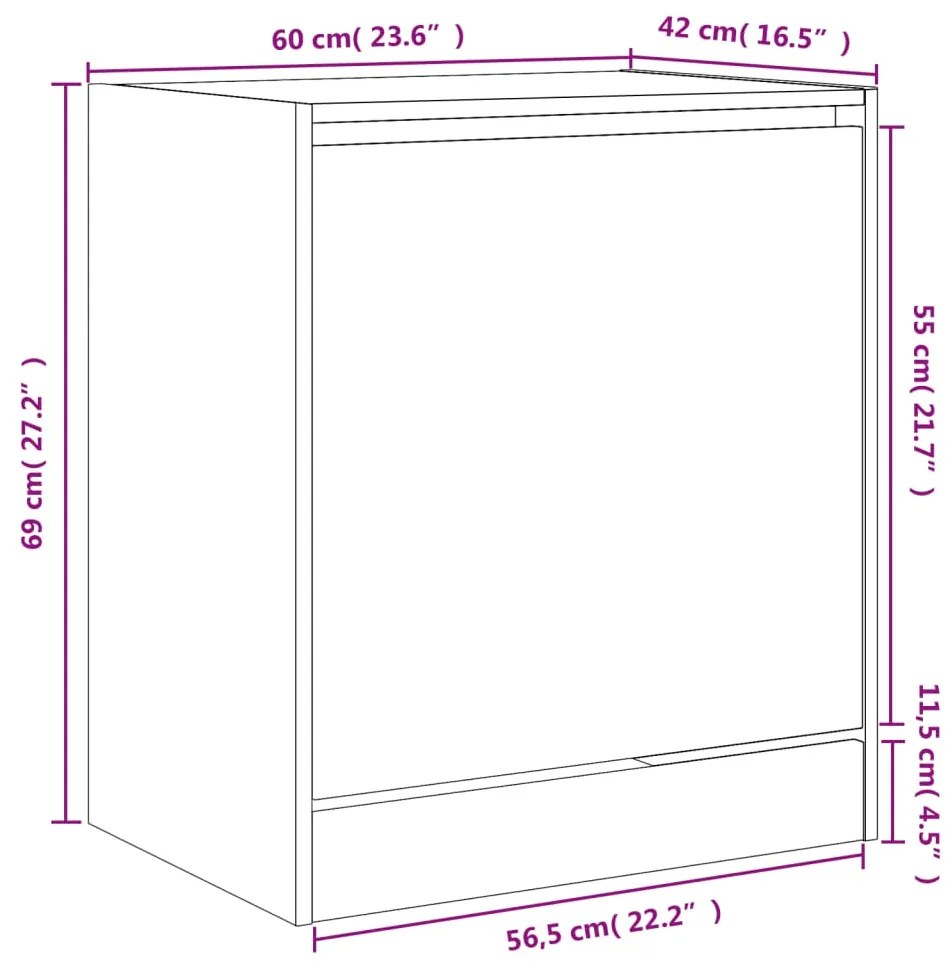 Παπουτσοθήκη Γκρι Σκυροδέματος 60x42x69 εκ. Επεξεργασμένο Ξύλο - Γκρι