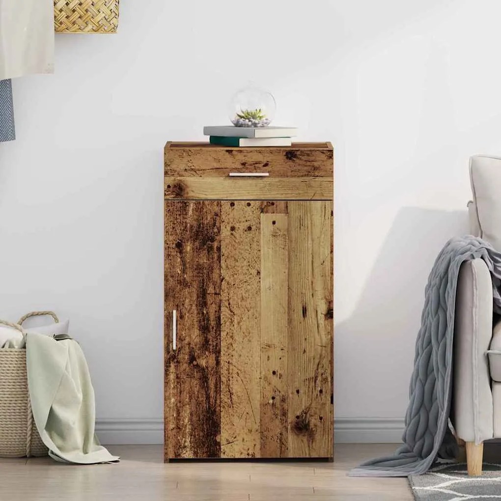 vidaXL Πλαϊνό γραφείο με συρτάρι Παλιό ξύλο 50 x 42,5 x 93 εκ.