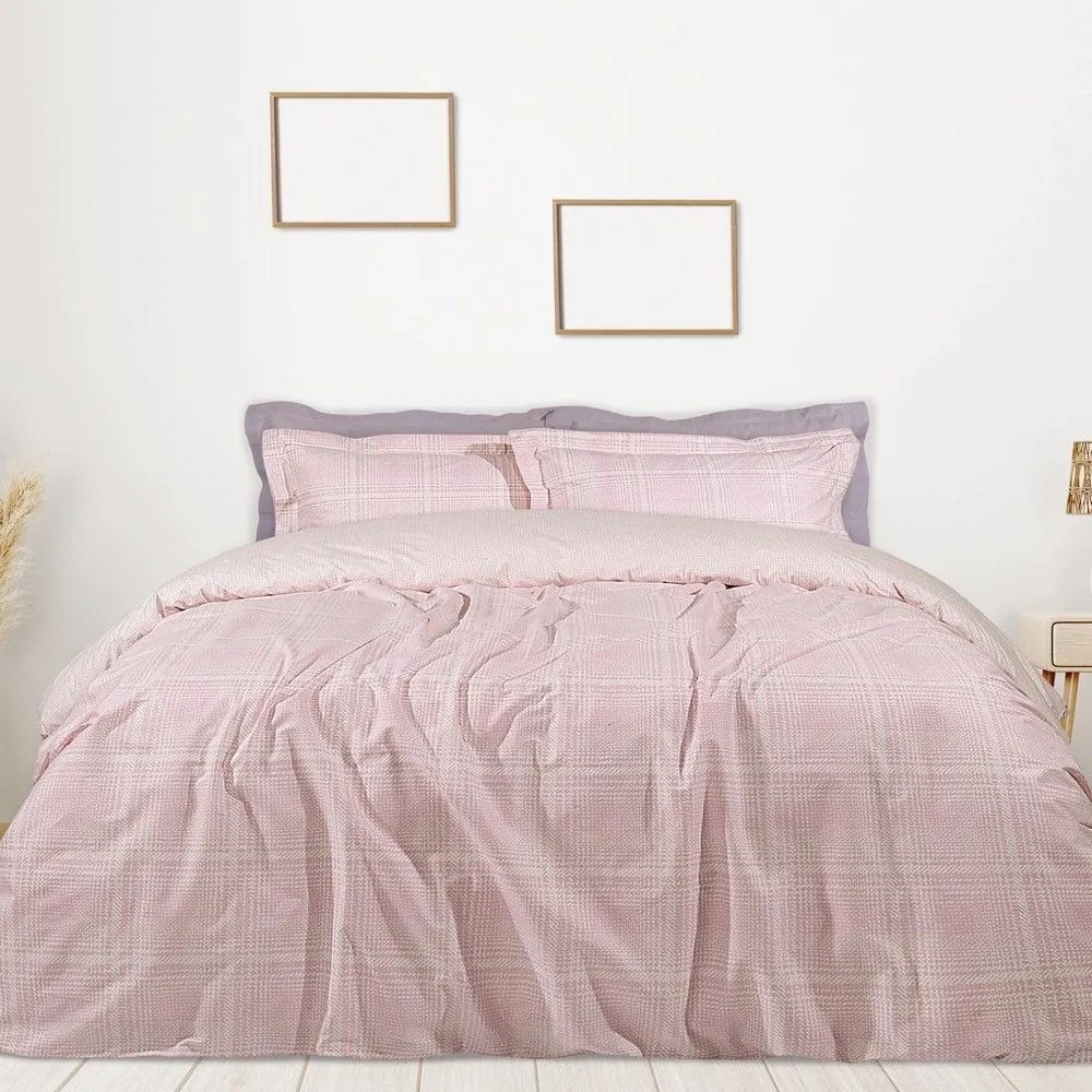 Σεντόνια Best 4846 (Σετ 4τμχ) Pink-Ecru Das Home Υπέρδιπλo 230x260cm 100% Βαμβάκι