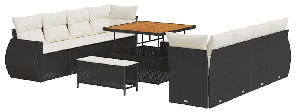 vidaXL Σετ Καναπέ Κήπου 11 pcs Μαύρο συνθετικό ρατάν