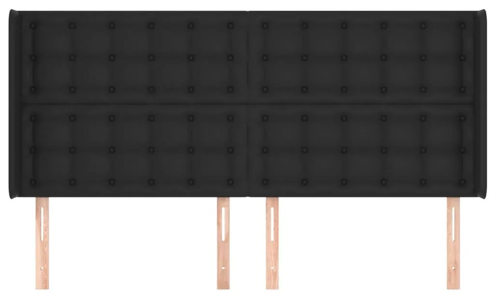 Κεφαλάρι με Πτερύγια Μαύρο 183x16x118/128 εκ. Συνθ. Δέρμα 3119682