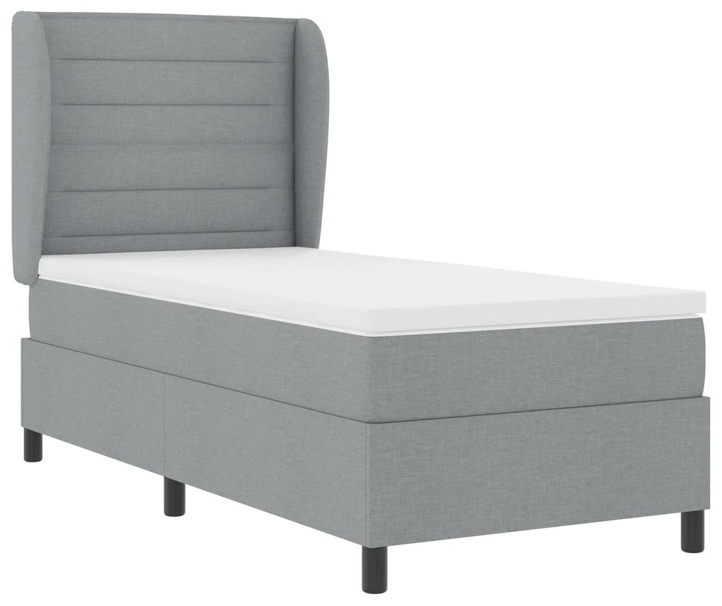 vidaXL Κρεβάτι Box Spring με Στρώμα Ανοιχτό Γκρι 100x200 εκ Υφάσματος
