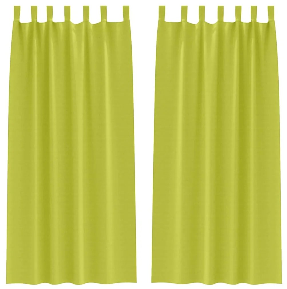 vidaXL Κουρτίνες με κουρτίνες 2 pcs Λαχανί Πολυεστέρας