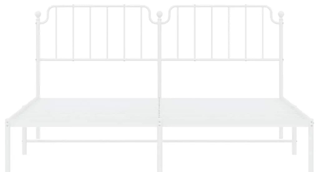 vidaXL Πλαίσιο Κρεβατιού με Κεφαλάρι Λευκό 183 x 213 εκ. Μεταλλικό