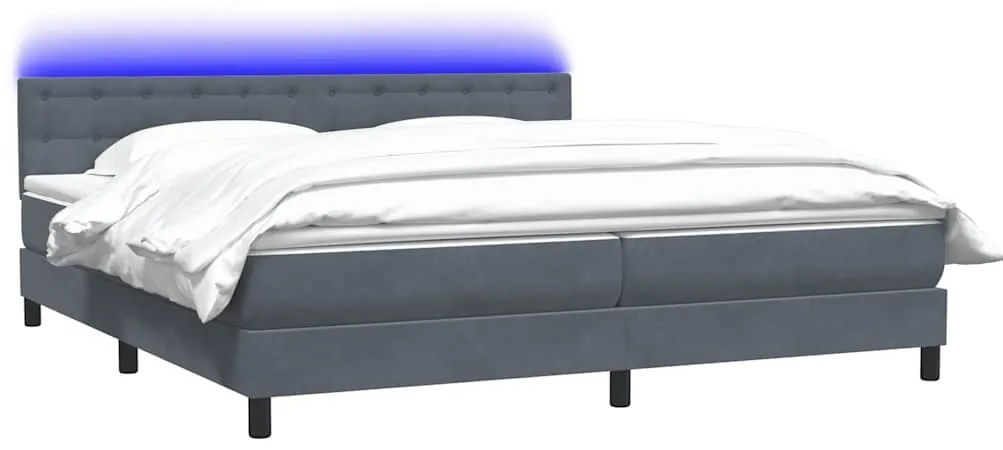 vidaXL Κρεβάτι Boxspring με Στρώμα Σκούρο Γκρι 200x210 εκ. Βελούδινο