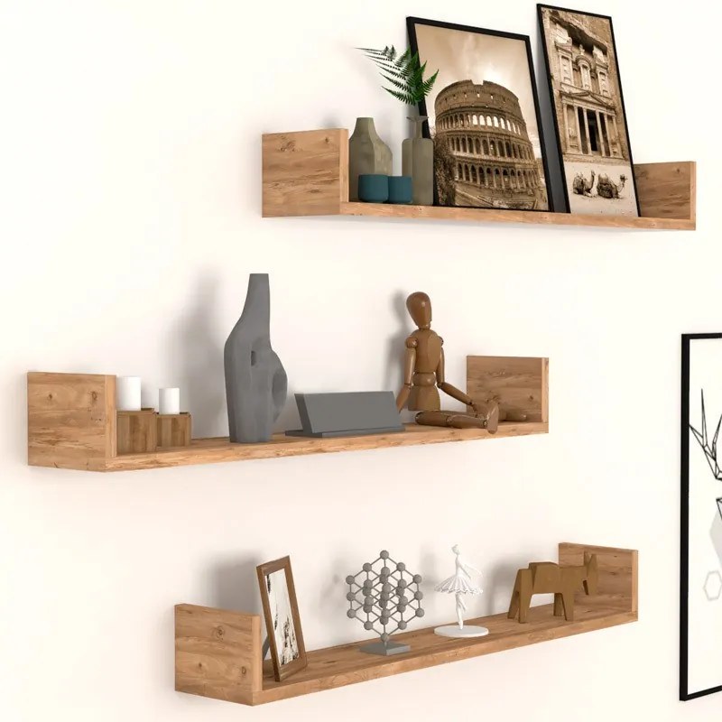 Megapap Ραφιέρα Τοίχου Tyrion 3 Τεμαχίων Από Μελαμίνη Pine Oak 90x15x12εκ.