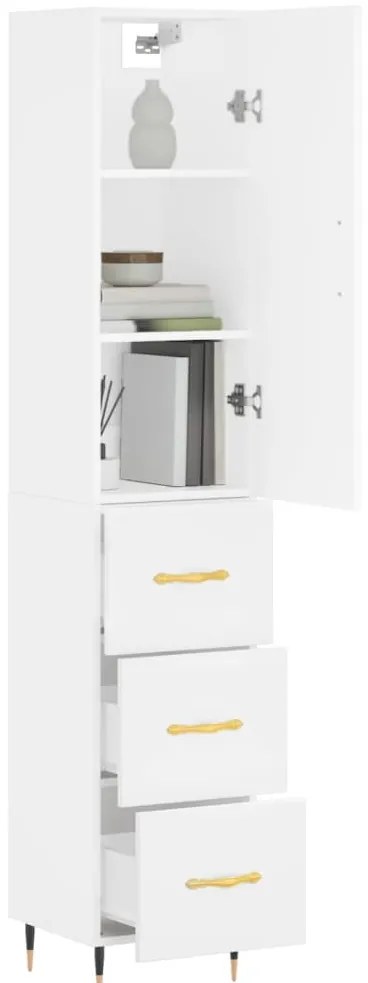 vidaXL Ντουλάπι Λευκό 34,5 x 34 x 180 εκ. από Επεξεργασμένο Ξύλο