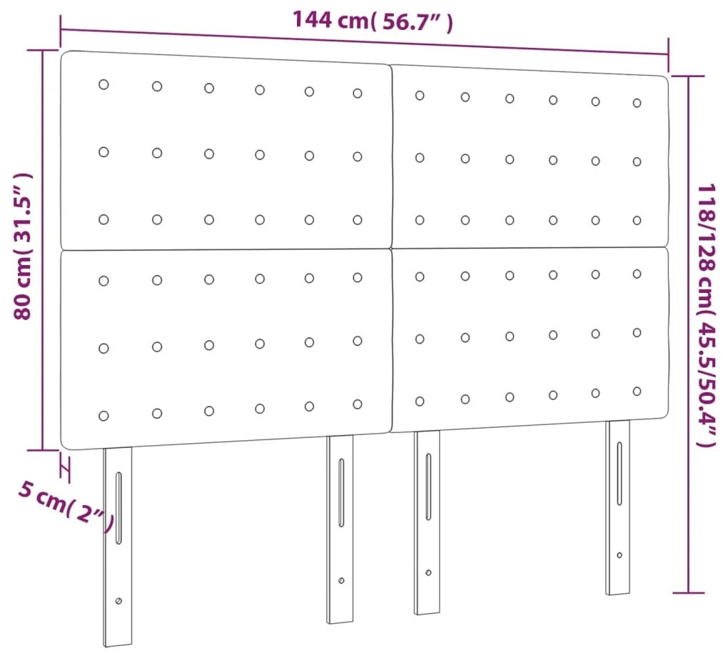 vidaXL Κεφαλάρι Κρεβατιού LED Taupe 144x5x118/128 εκ. Υφασμάτινο